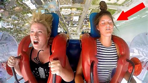 girl passes out on slingshot|Hilarious video of girl passing out twice on Slingshot ride at a .